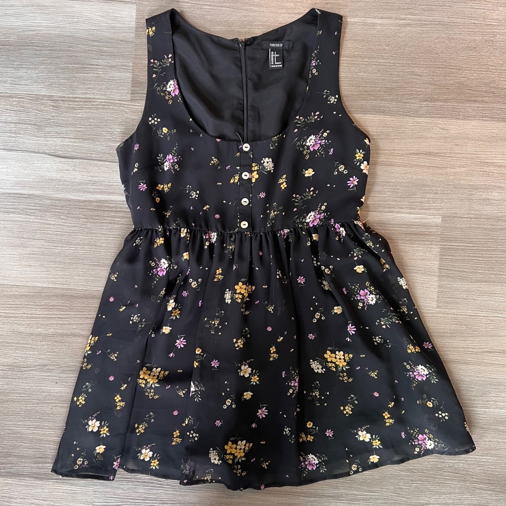 Black floral tank dress